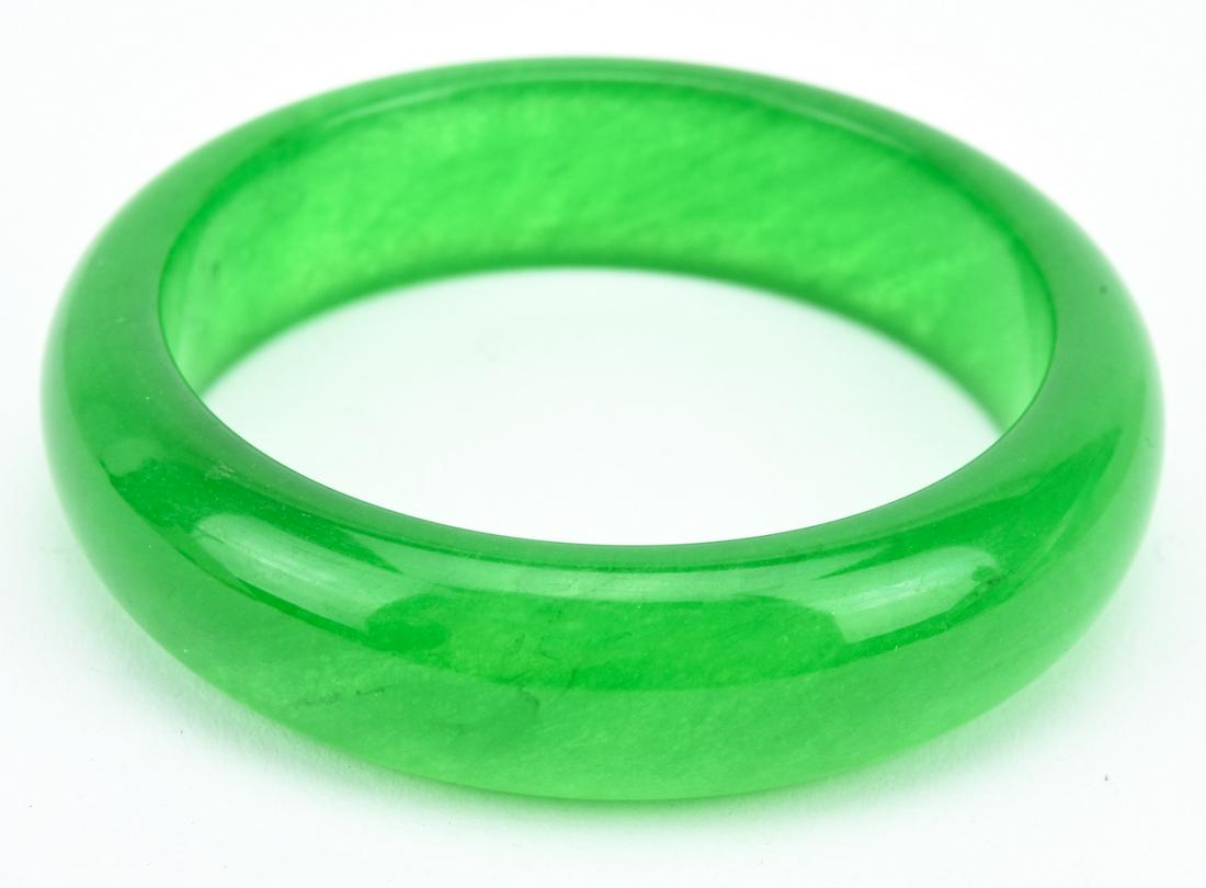 Carved Green Nephrite Jade Bangle Bracelet (1 of 5)