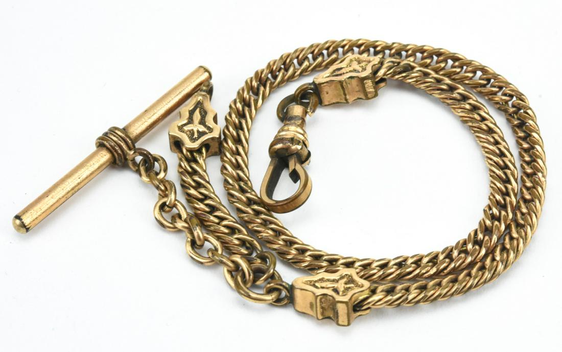Antique 19th C Gold Filled Watch Chain w Dog Clip (1 of 5)