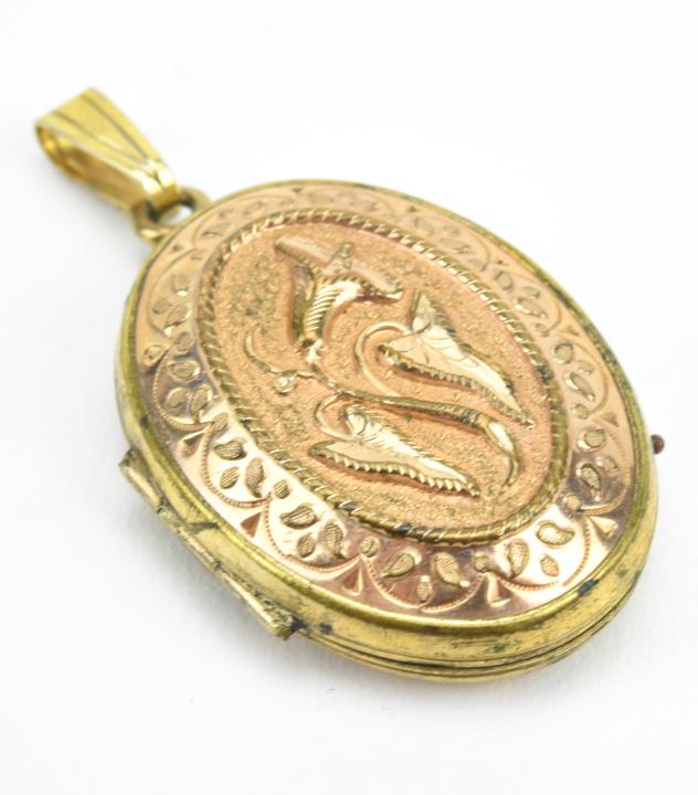 Antique 19th C Gold Calla Lilly Locket Pendant (1 of 6)