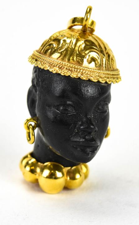 Estate 18kt Yellow Gold & Ebony Blackamoor Pendant (1 of 4)