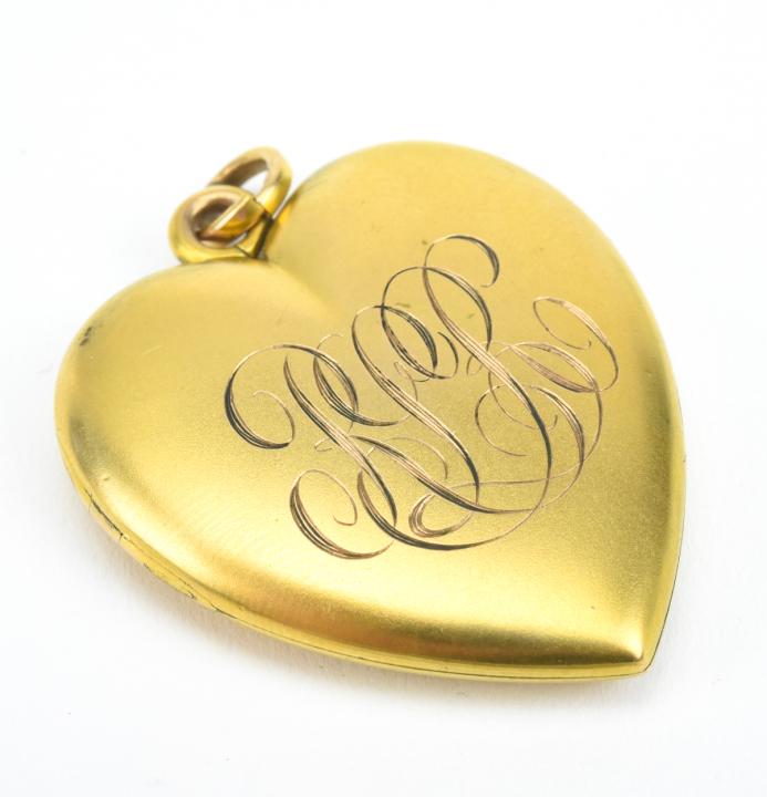 Large Antique 19th C Yellow Gold Heart Locket (1 of 6)