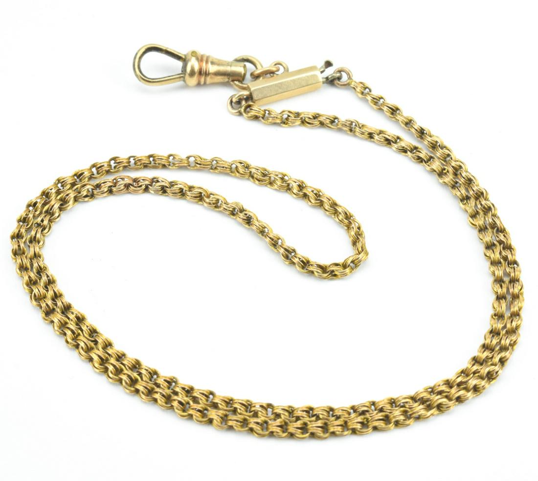 Antique 19th C Handmade 14kt Gold Chain w Clip (1 of 9)