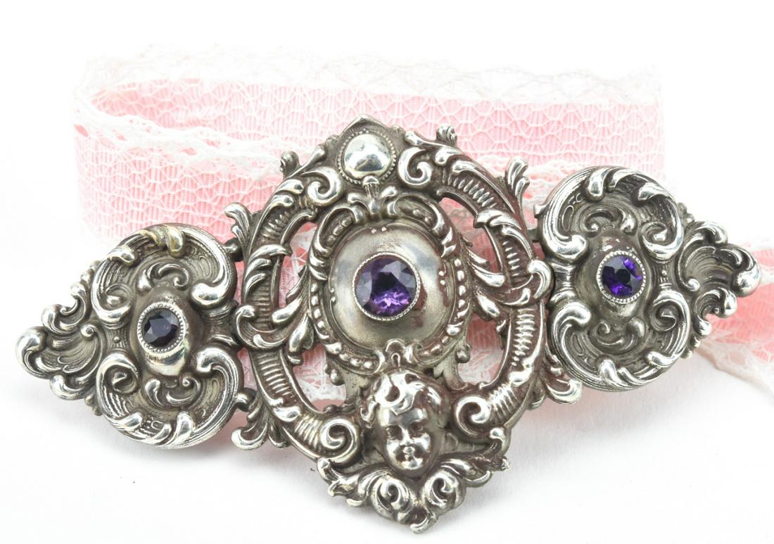 Impressive Sterling Amethyst Cherub Necklace (1 of 7)