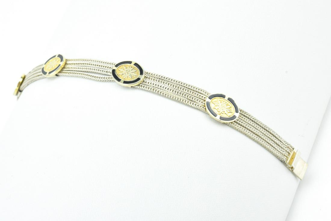 Estate Gold, Sterling & Black Enamel Bracelet (1 of 5)