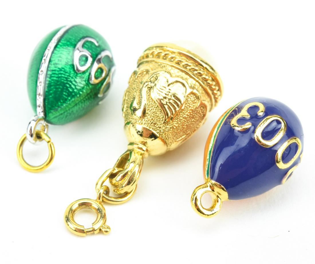 Collection of Russian Style Egg Pendant Charms: Collection of Russian Style Egg Pendant Charms. Longest measures just under 1.5 inches in length with the bail.