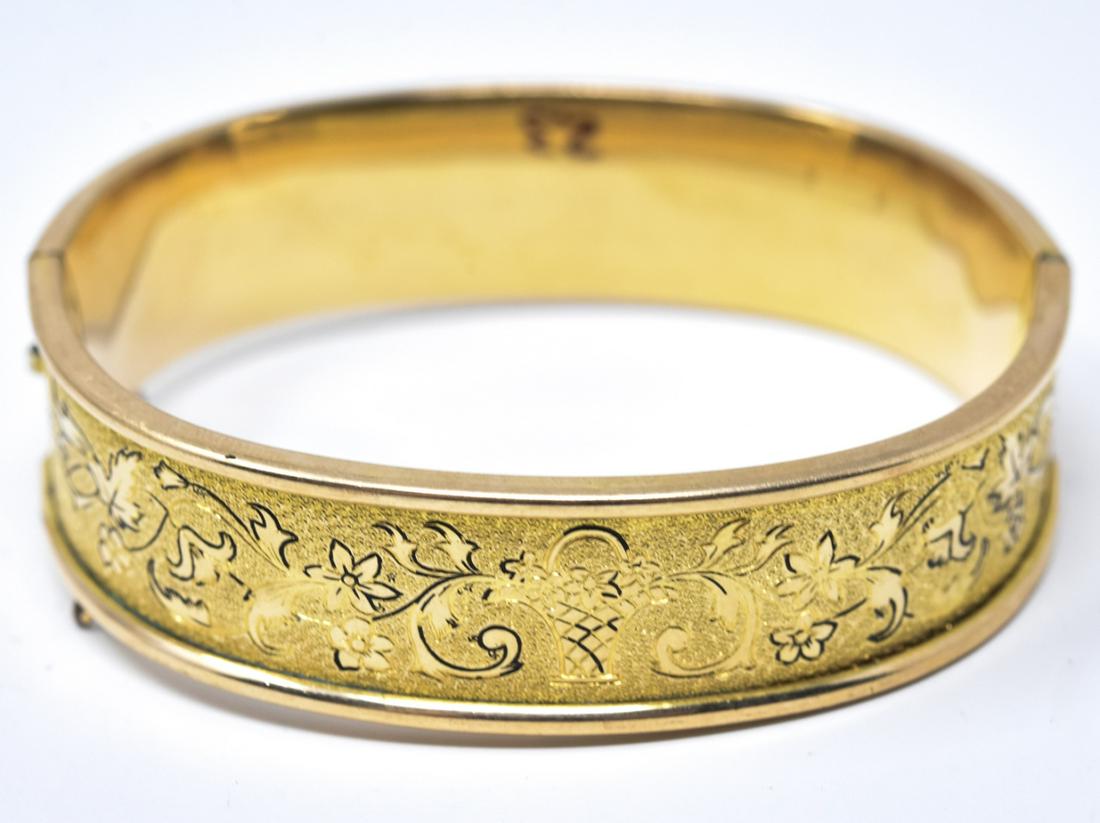 Vintage Gold Filled Floral Motif Bangle Bracelet (1 of 5)