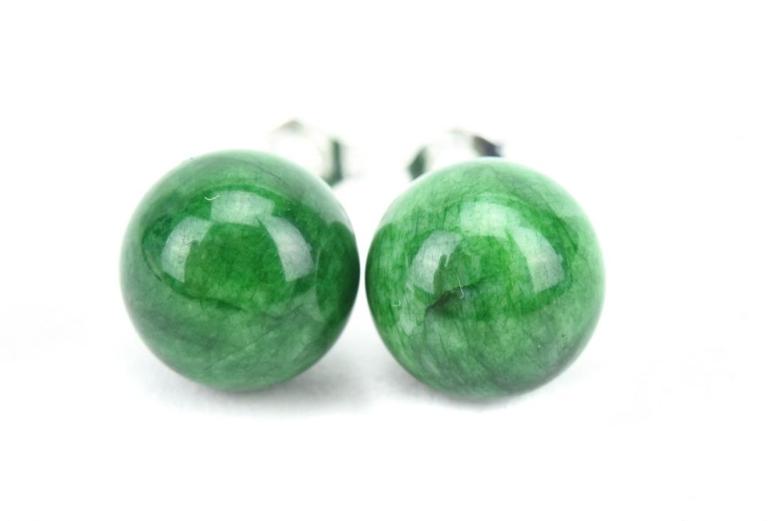 Pair of Sterling Silver & 8mm Jade Earring Studs (1 of 5)