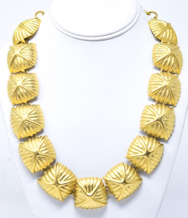 Vintage French Givenchy Gilt Metal Panel Necklace (1 of 7)