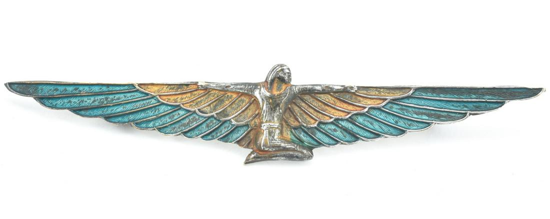 Antique C 1920s Egyptian Silver & Enamel Brooch (1 of 6)