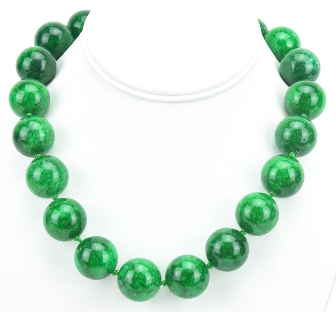 Hand Knotted Nephrite Jade Necklace w 20mm Beads (1 of 6)
