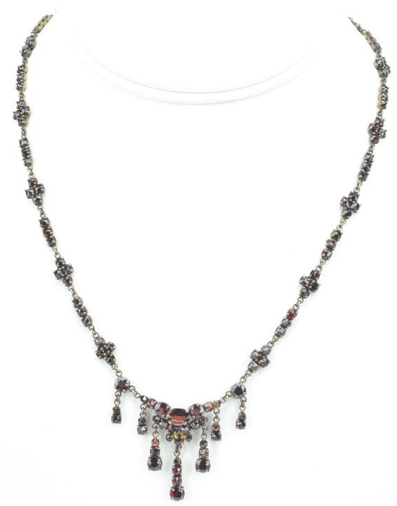 Antique Sterling Silver & Garnet Fringe Necklace (1 of 8)