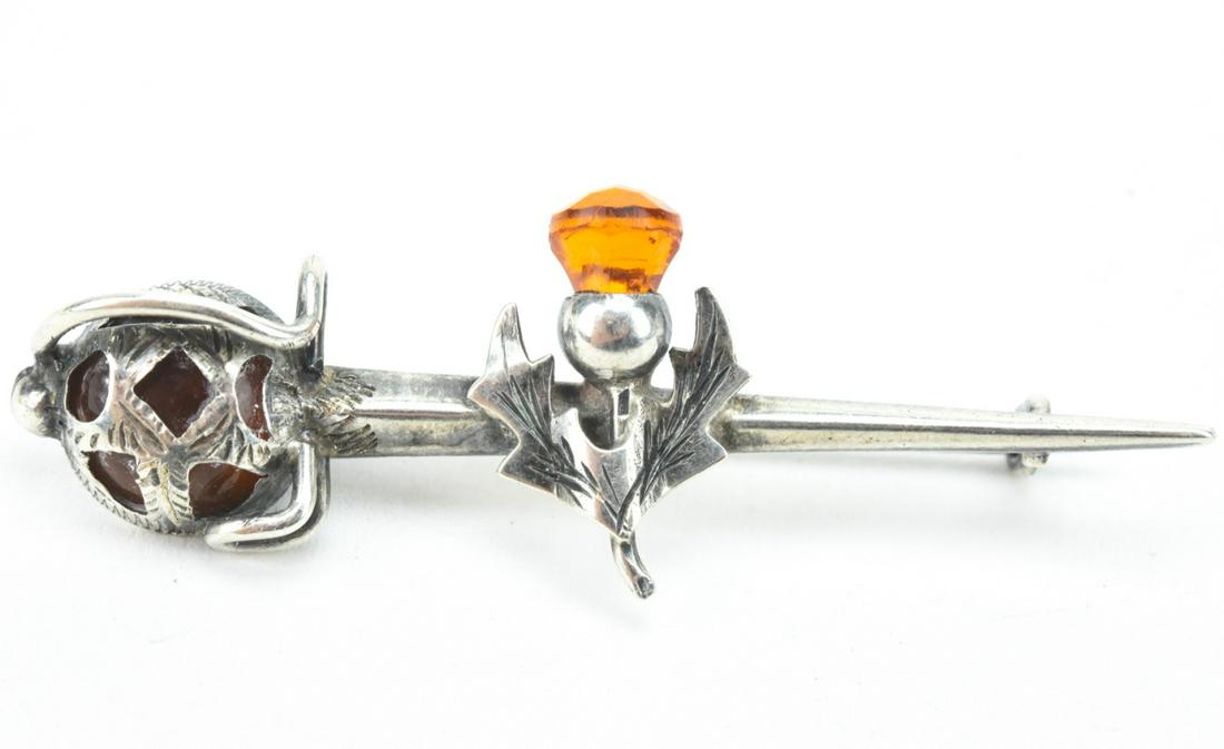 Antique 19th C Scottish Sterling & Citrine Brooch (1 of 6)