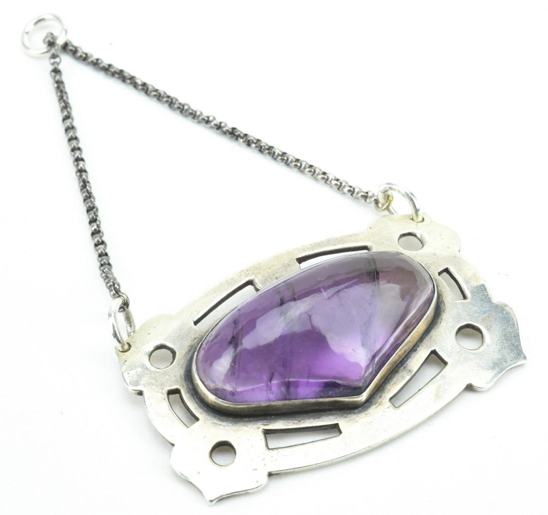 Impressive Arts & Crafts Sterling Amethyst Pendant (1 of 5)