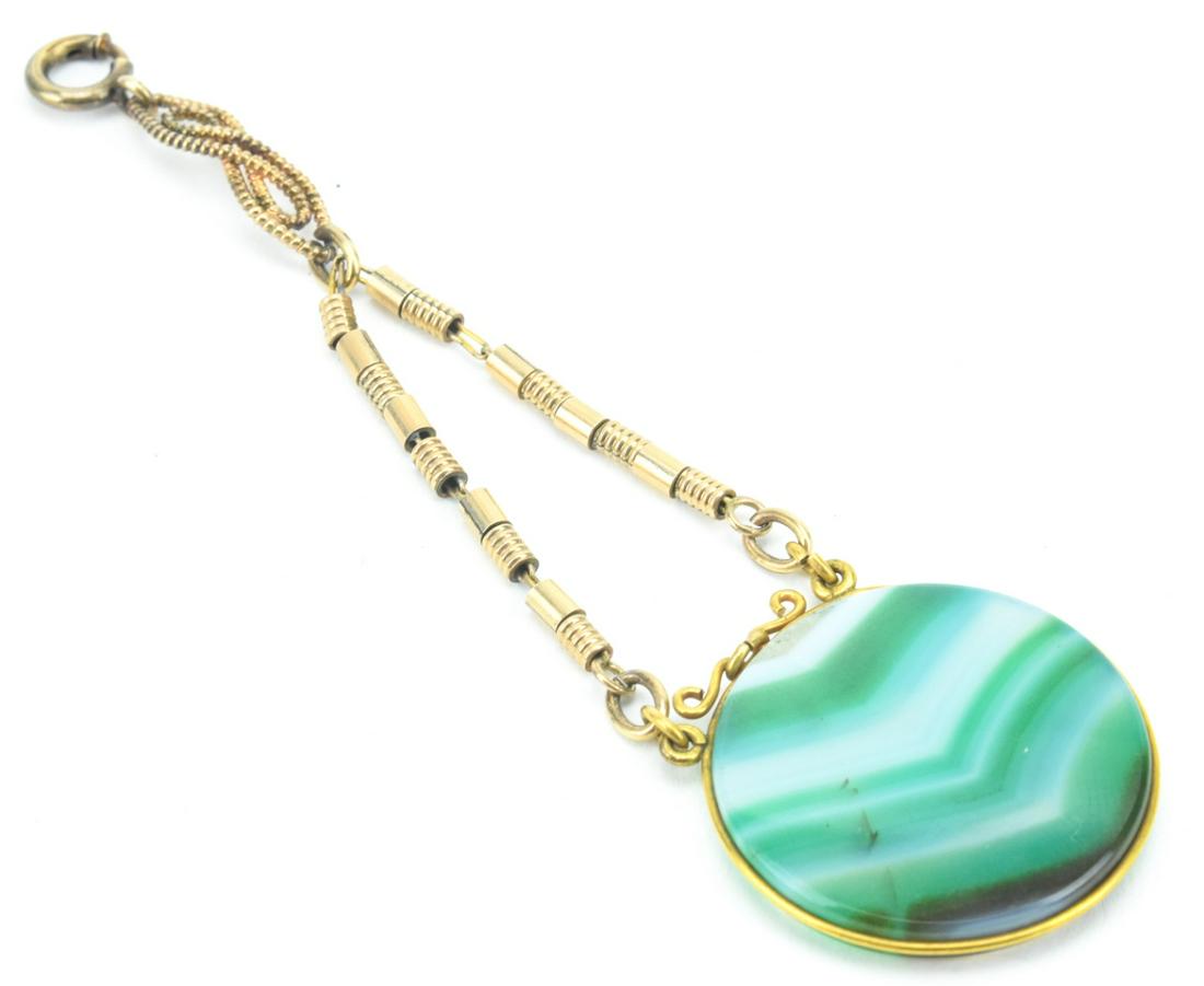 Antique 19th C Banded Agate & Gold Fob Pendant (1 of 8)