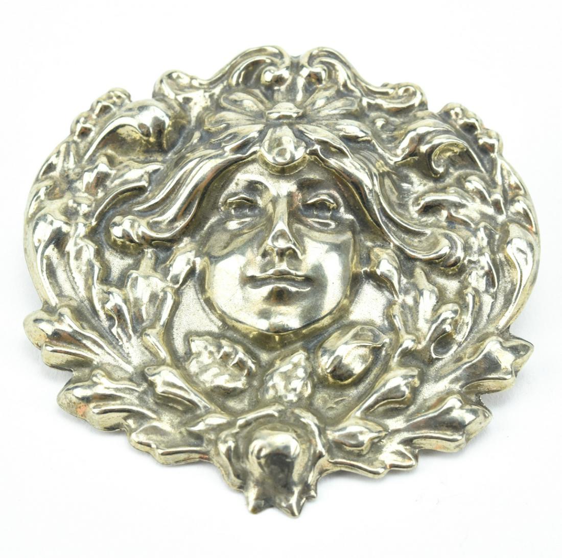 Large Antique C 1900 Art Nouveau Sterling Brooch (1 of 6)