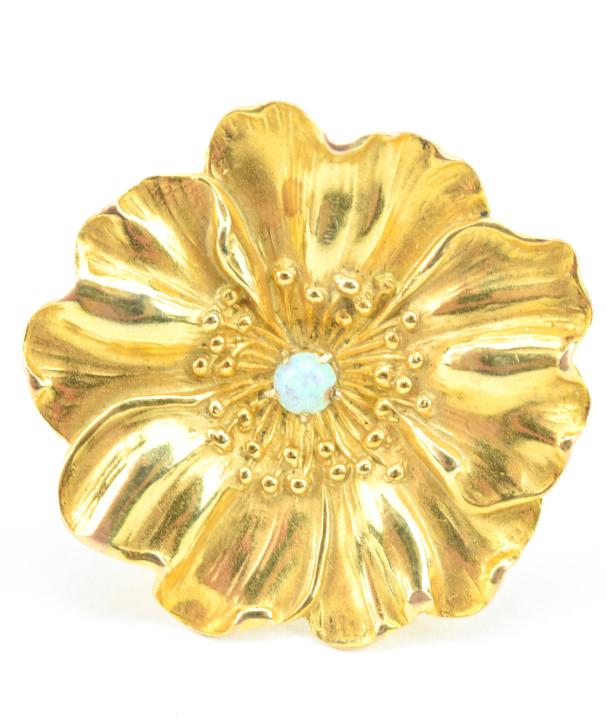 Estate 14kt Yellow Gold & Opal Floral Motif Ring (1 of 6)