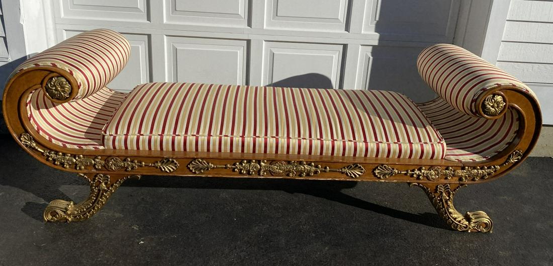 19th C Regency Style Upholstered Scrolled Bench (1 of 7)