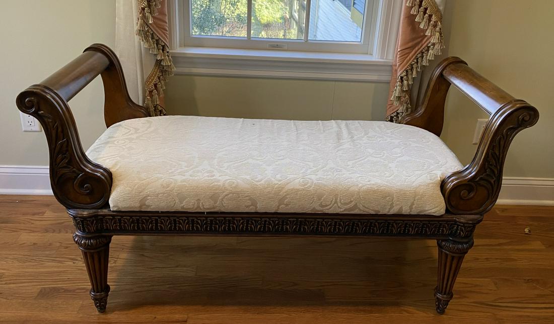 Louis XV Heavily Carved Provencal Bench (1 of 6)