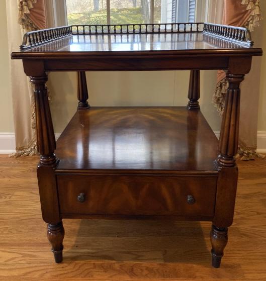 Louis XVI Flame Side Table w Brass Gallery (1 of 9)