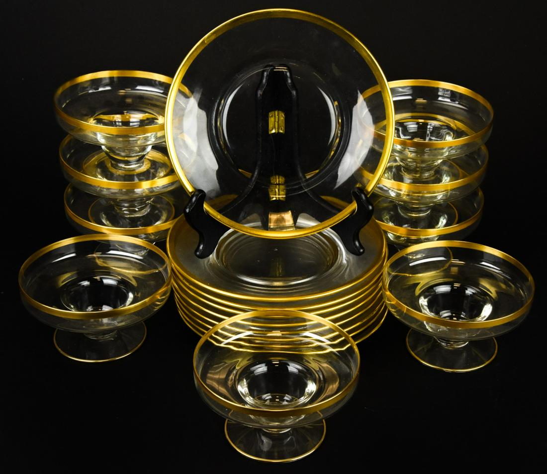 Set Vintage Gold Rimmed Crystal Shrimp Dishes (1 of 6)