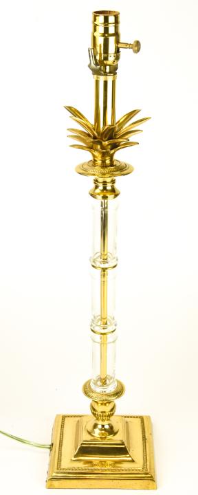 Pineapple & Bamboo Motif Glass & Brass Table Lamp (1 of 7)