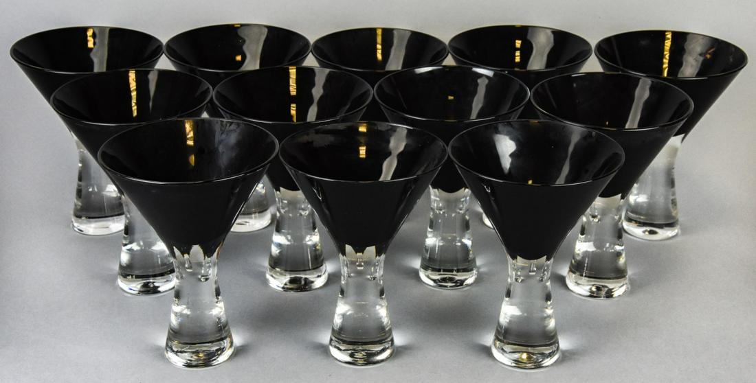 Set Black Art Deco  Art Glass Stemware (1 of 6)