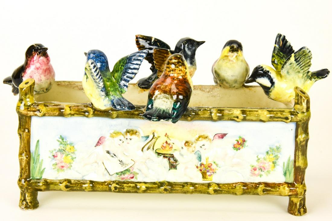 Antique Delphin Massier Majolica Bird Jardiniere (1 of 8)
