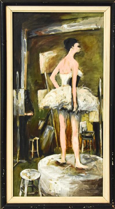 Signed Mid Century Abstract Figural Oil Painting (1 of 10)