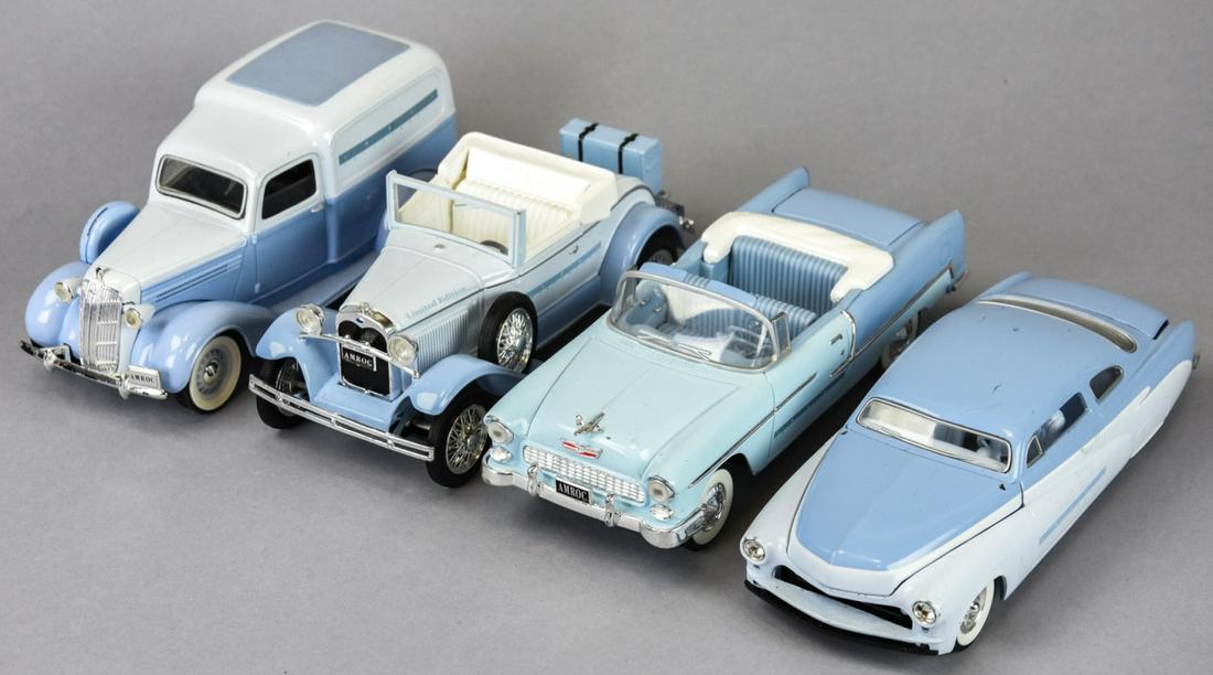 4 Liberty Classics Die Cast Cars for AMORC: 4 Liberty Classics Die Cast Cars for AMORC Investments. Approximately 3 inches x 6 inches x 3 inches