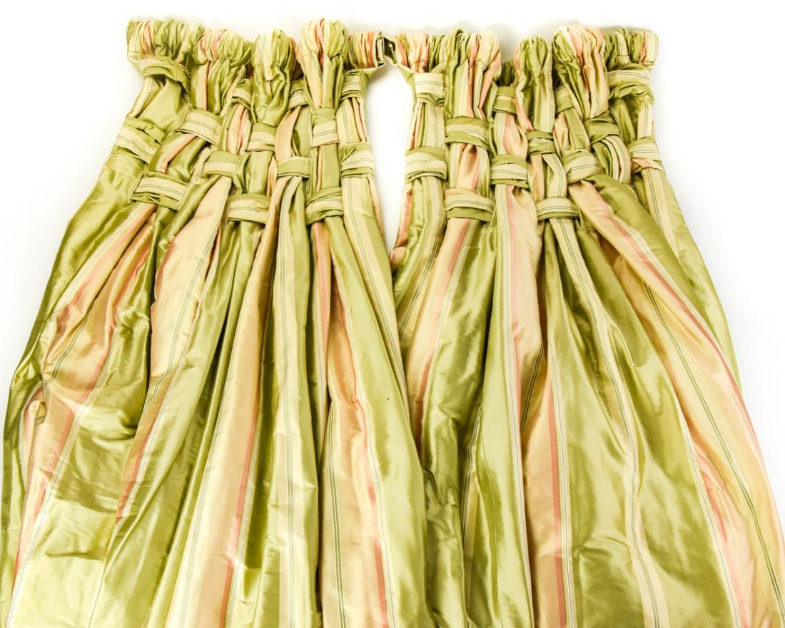 Set Custom Made Woven Silk Drapes Pink Sage Ivory (1 of 9)