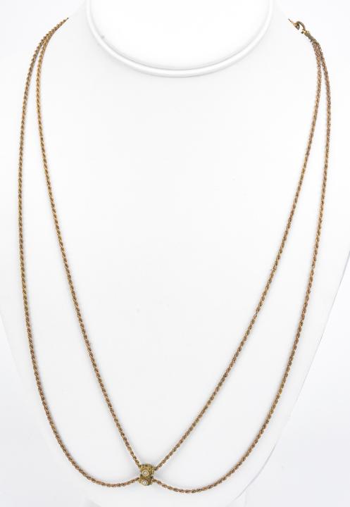 Antique 19th C Watch Guard Slide & Dog Clip Chain (1 of 9)