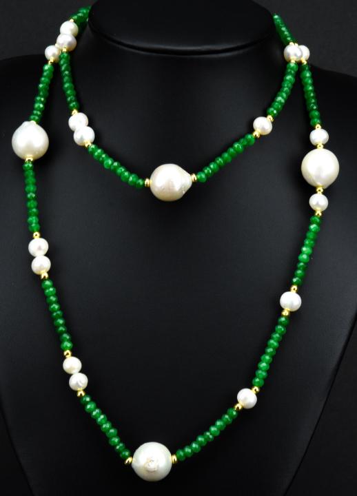 Faceted Emerald Bead & Baroque Pearl Necklace (1 of 7)