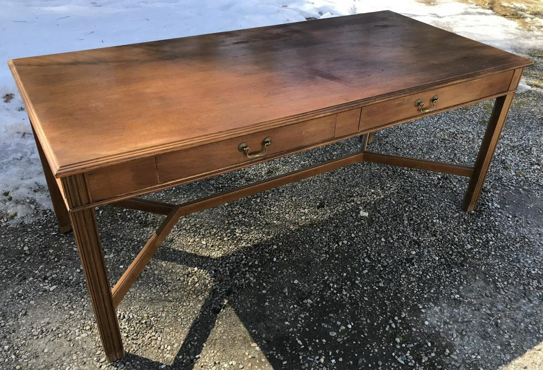 English Georgian Style Two Drawer Library Desk (1 of 4)