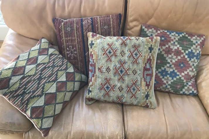 Set of Four Kilim Oriental Carpet Throw Pillows (1 of 3)