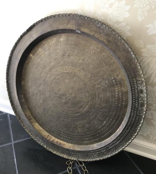 Antique Chased Gilt Brass Large Scale Chinese Tray (1 of 2)