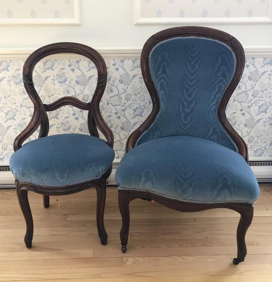 Antique 19th C Custom Upholstered Slipper Chairs (1 of 3)