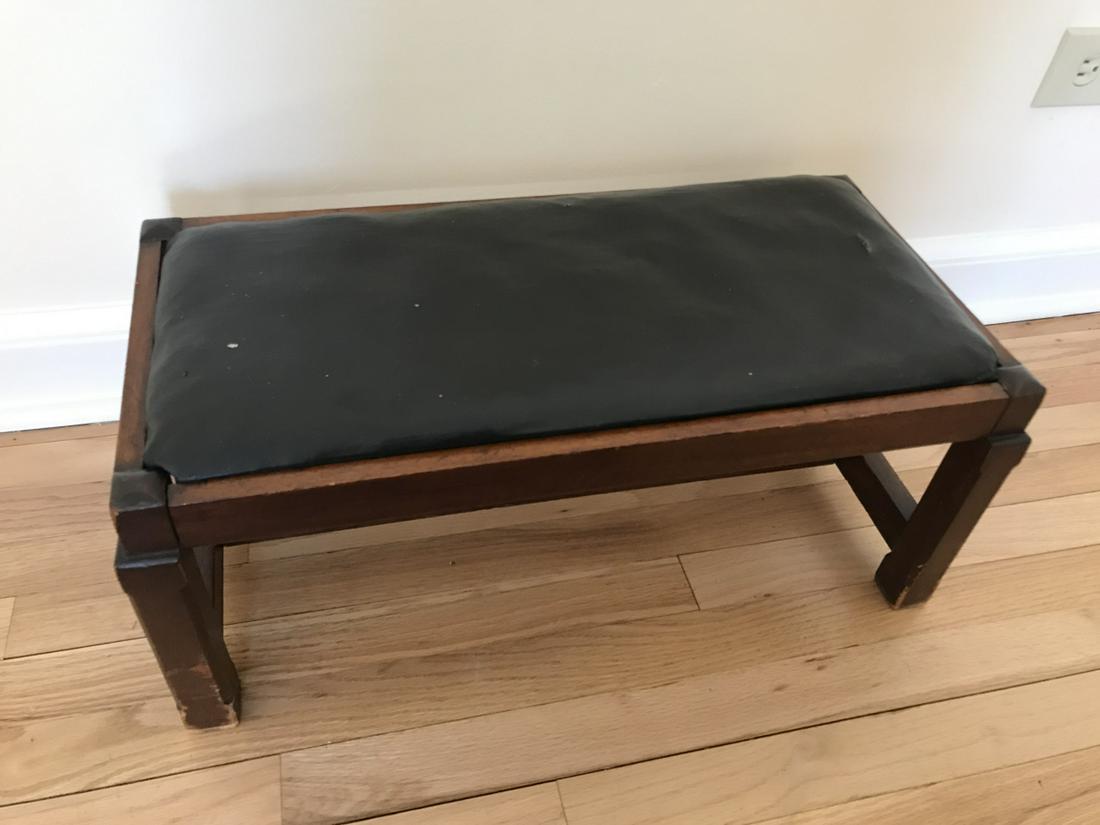 Antique Leather Top Ottoman / Stool (1 of 3)