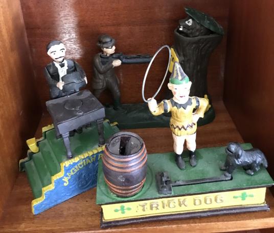 Three Painted Cast Iron Replica Toy Banks (1 of 4)
