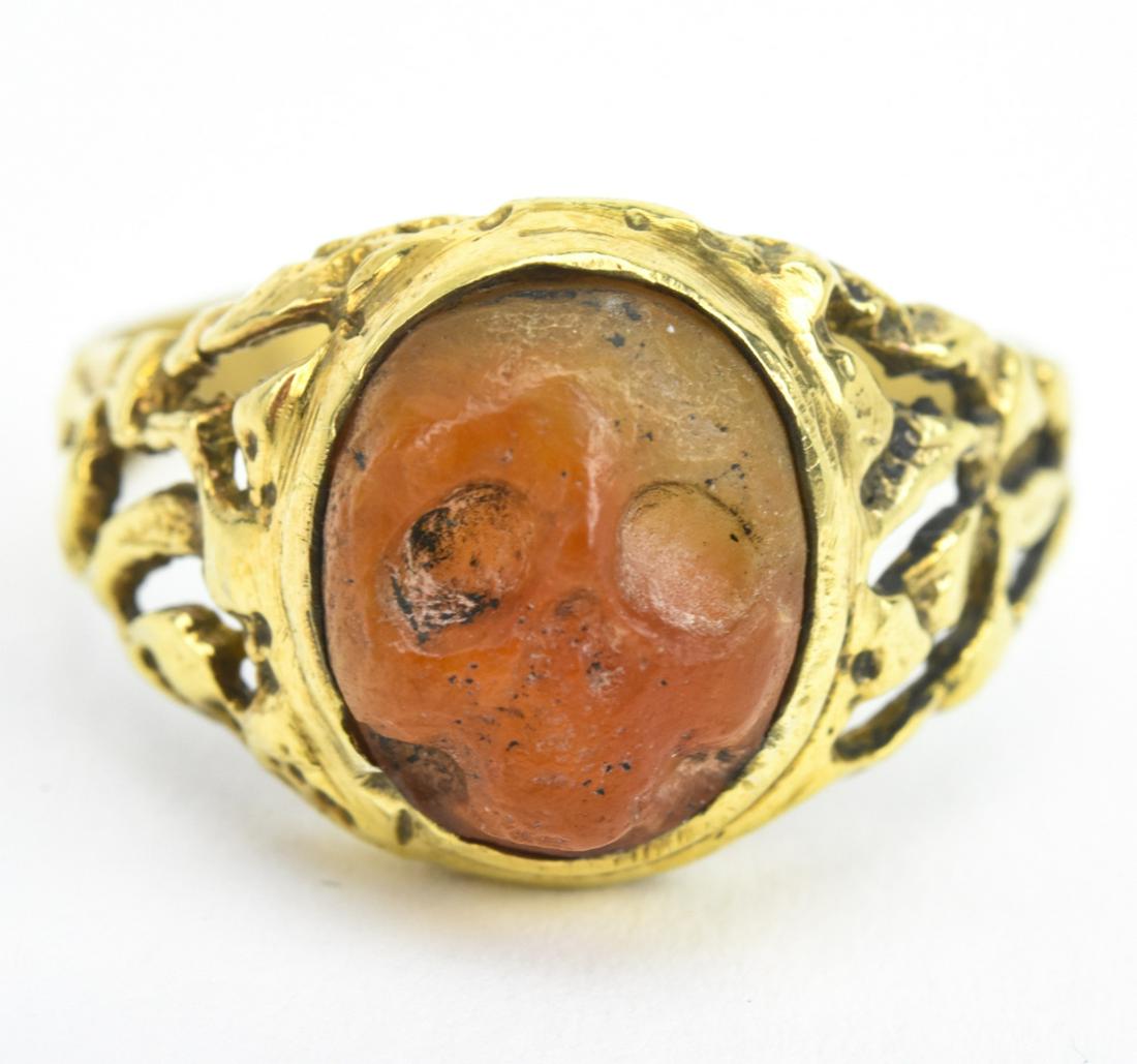 Estate Antique 14kt Yellow Gold w Carved Skull (1 of 6)