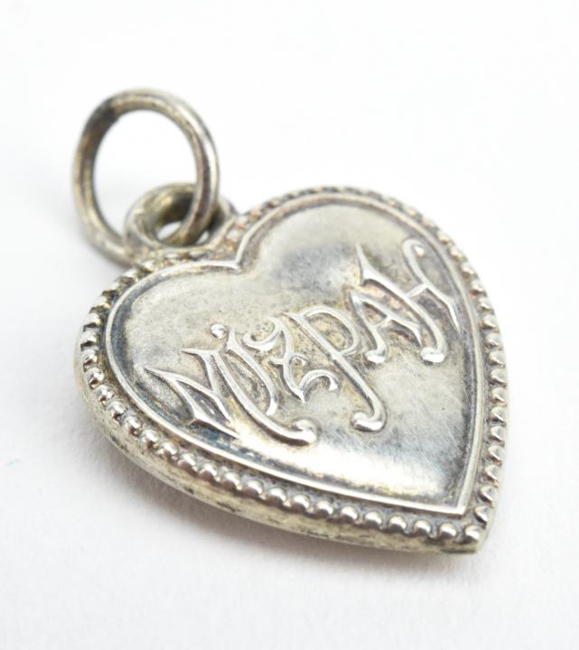 Antique Sterling Silver Puffy Heart Mizpah Pendant (1 of 4)