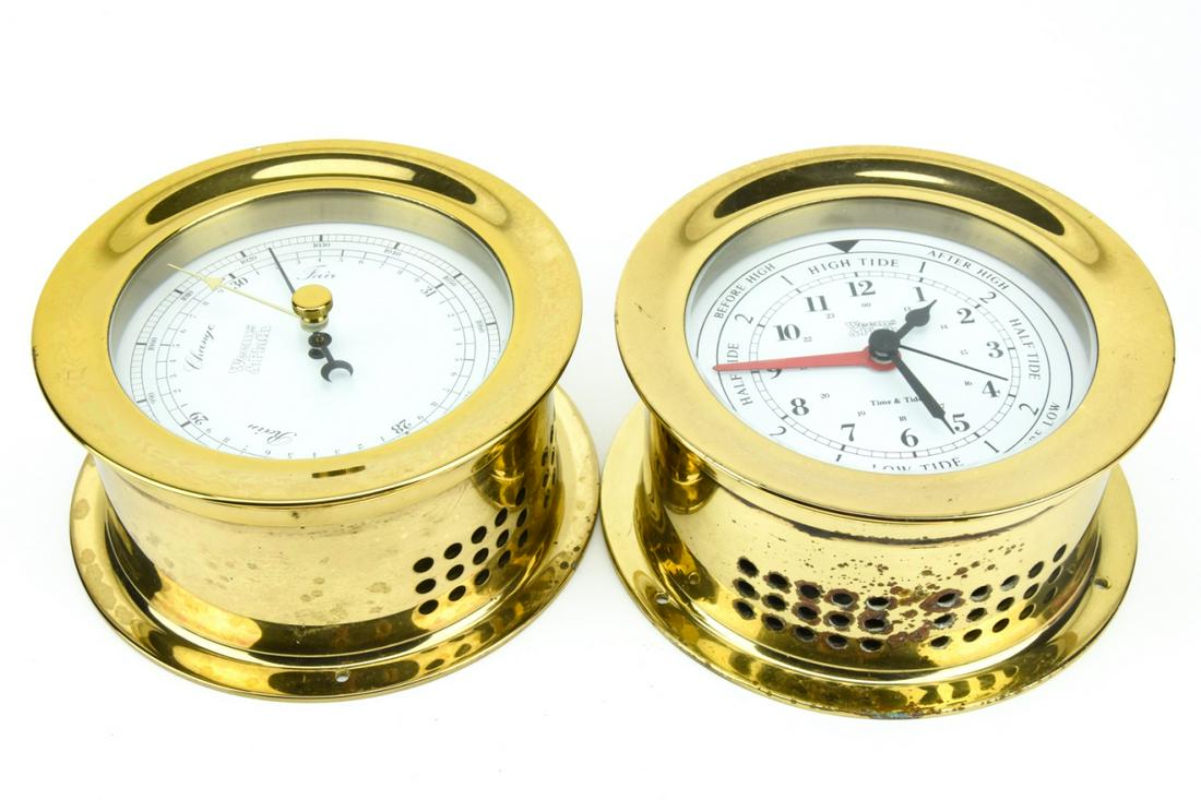 Weems & Plath Brass Tide Clock and Barometer Pair (1 of 8)
