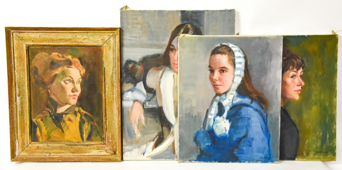 Lot Butterfield Mid C. Young Woman Oil Portraits (1 of 7)