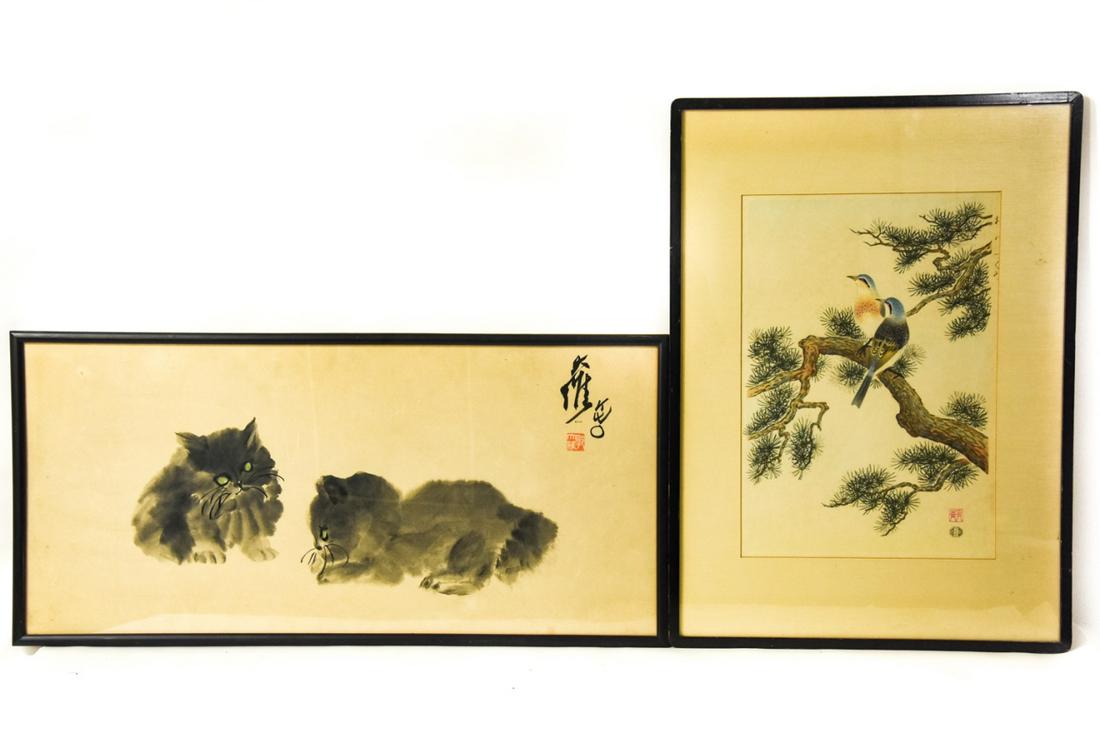 2 Framed & Stamped Chinese Ink & Watercolors (1 of 10)