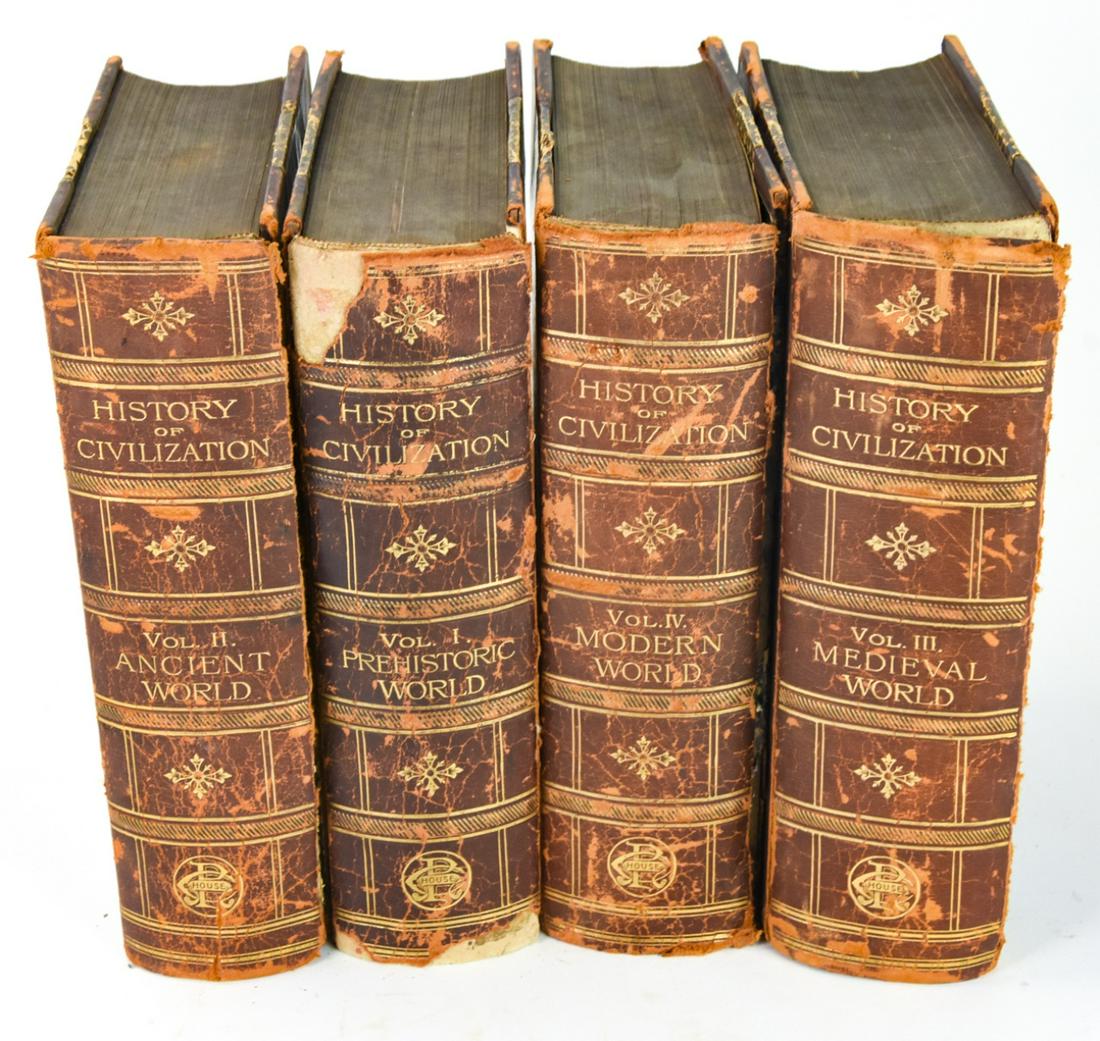 Antique History Civilization E. A. Allen I-IV Vols: Antique History Civilization E. A. Allen I-IV Vols. Central Publishing House, Cincinnati, 1891. "Prehistoric World", "Ancient World", "Medieval World" & "Modern World". Leather & marbleized bound with