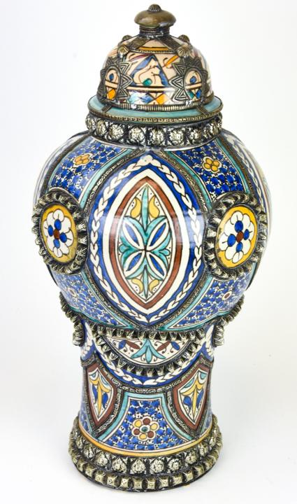 Moroccan Moorish Style Ceramic Champleve Urn (1 of 8)
