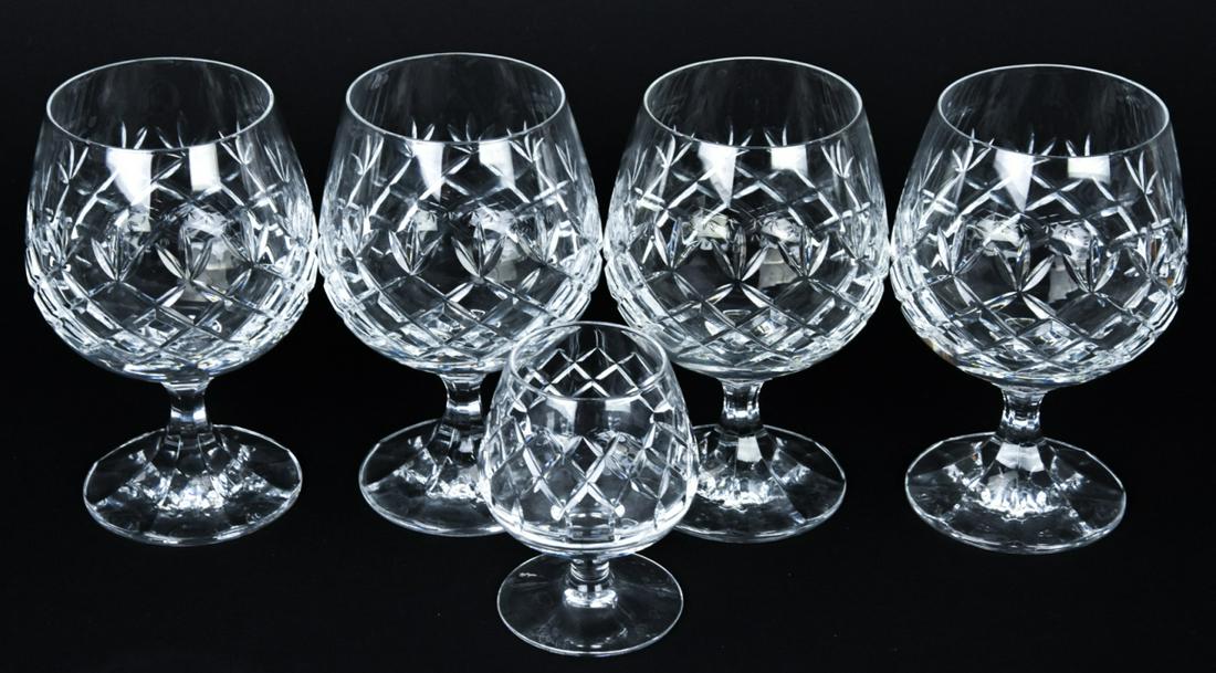 5 Cut Crystal Snifters Including Cartier: 5 Cut Crystal Snifters Including Cartier. Smallest snifter marked "Cartier" on bottom. Snifters measures 5.75 inches high x 3 inches in diameter