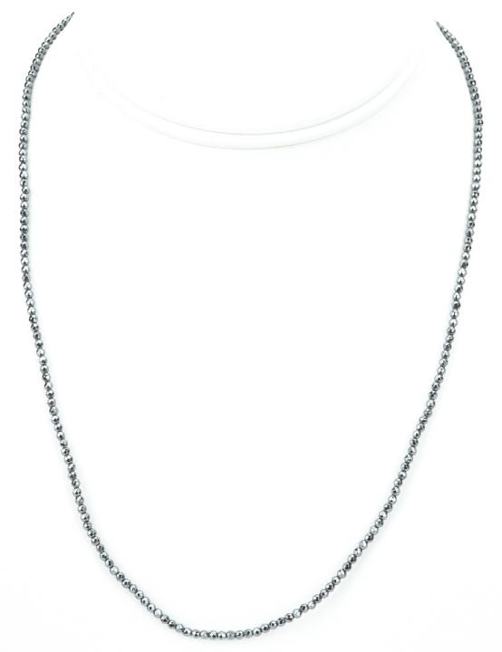 Faceted Marcasite Micro Bead Necklace Strand: Faceted Marcasite Micro Bead Necklace Strand. Measures 19 inches in length.