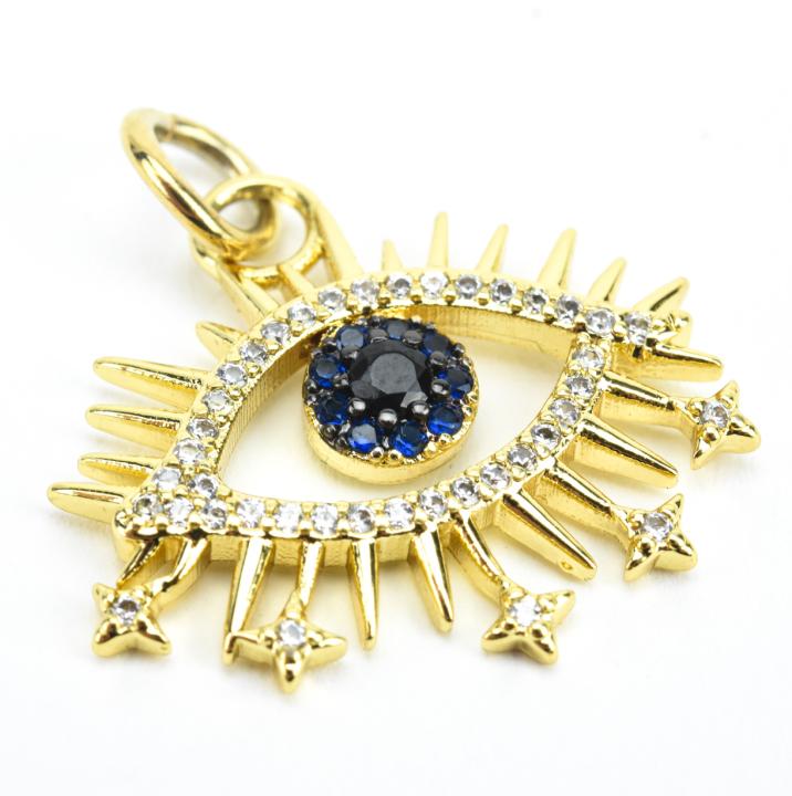 Gilt Metal & Pave Set Evil Eye Talisman Pendant (1 of 6)