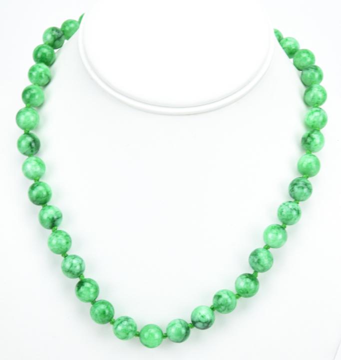 Hand Knotted 10mm Spinach Jade Bead Necklace (1 of 6)