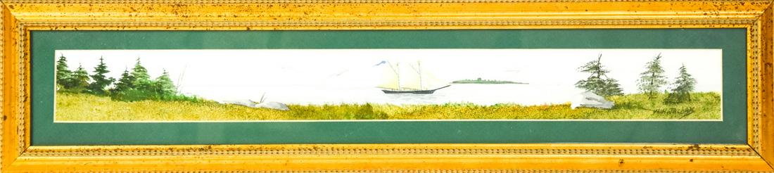 Framed M.H. Jacobs Watercolor Shore Scene (1 of 6)